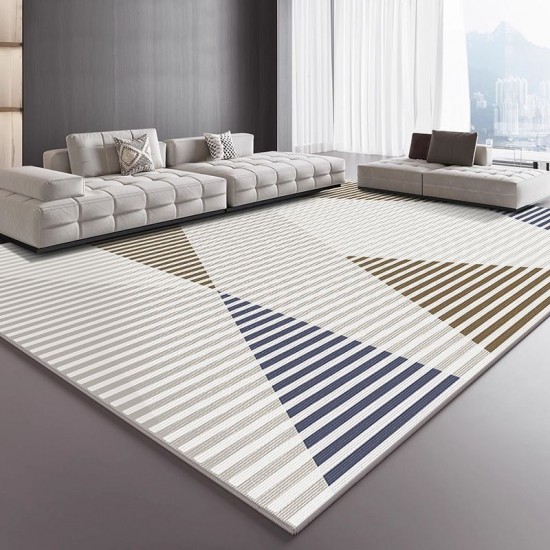 TEMU cross-border minimalist geometric living room carpet, wall-to-wall, non-slip, skin-friendly, absorbent bedside rug for bedroom sofas.