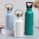 Stainless steel sports water bottle with bamboo and wooden lid, large-mouthed insulated mug, portable single-layer, wholesale for export.