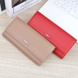 New women's wallet - long style soft leather case, fashionable and Japanese style, double zipper, large capacity double-layer money clip, no change money bag.