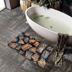 Cross-border retro imitation wood grain diatom mud floor mat for bathroom shower, non-slip, absorbent, and dirt-resistant entrance mat