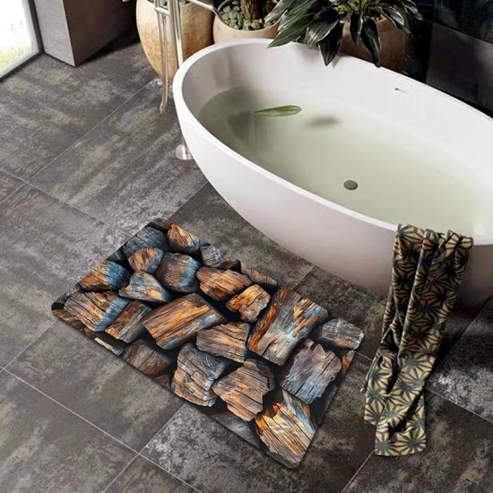 Cross-border retro imitation wood grain diatom mud floor mat for bathroom shower, non-slip, absorbent, and dirt-resistant entrance mat