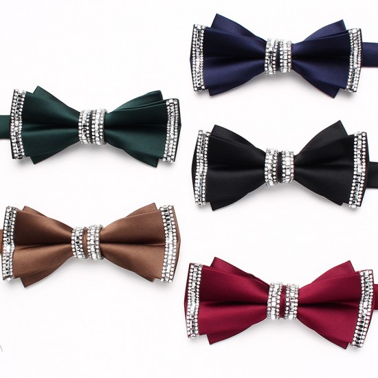 Silver diamond bow ties, men's diamond bow ties, stylish Korean-style bow ties for groomsmen and groomsmen, manufacturer.