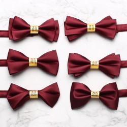 Red wedding tie with a "happiness" character, solid-color wedding bow ties for groomsmen, formal wedding bow ties, bow tie ties for suits
