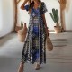 Spring and summer cross-border European and American new style fashion geometric pattern print loose plus size dress for women 2025 Spring and summer cross-border European and American new style fashion geometric pattern print loose plus size dress for women 2025