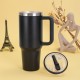 Cross-border 40oz second-generation car mug, 304 stainless steel double-layer vacuum insulated mug with foldable straw handle