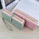Handbag wallet - women's, long style, zipper snap, soft leather case, hand-held, fashionable, printed money clip with multiple card slots