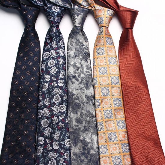Shengzhou factory wholesale business vintage men's polyester silk, small flower pattern, fashionable ties in multiple colors