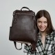 2025 new large-capacity, lightweight, niche genuine leather women's travel backpacks