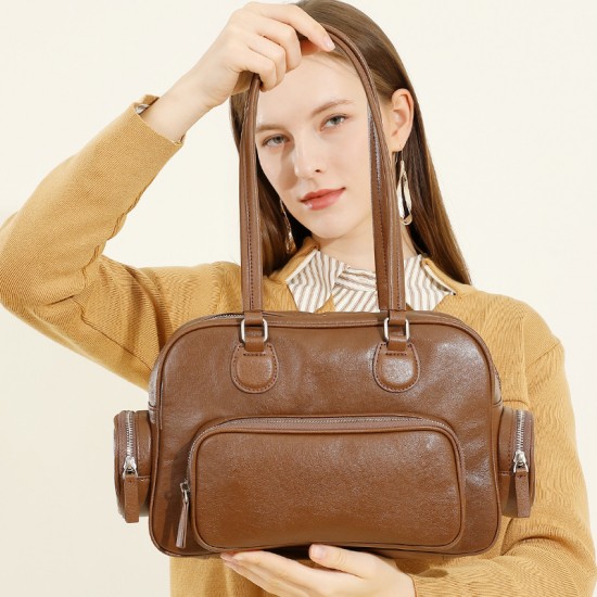 Saddle bag, 2025 new popular genuine leather women's crossbody bag, light luxury, niche shoulder bag