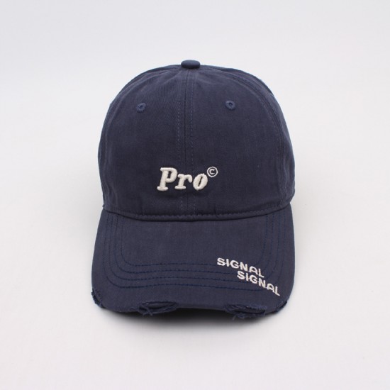 Women's trendy brand baseball cap with Pr Embroidered flattering cap for women, washed and ripped curved brim sun hat for men.