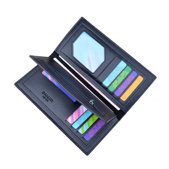 New women's wallet - long style wallet, zipper handbag with patchwork contrasting color large capacity wallet, leather wallet, mobile phone zero wallet