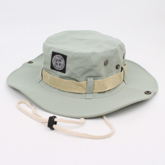 Western cowboy-style hiking bucket hat, outdoor mountaineering and fishing sun hat, trendy wide-brimmed bucket hat.