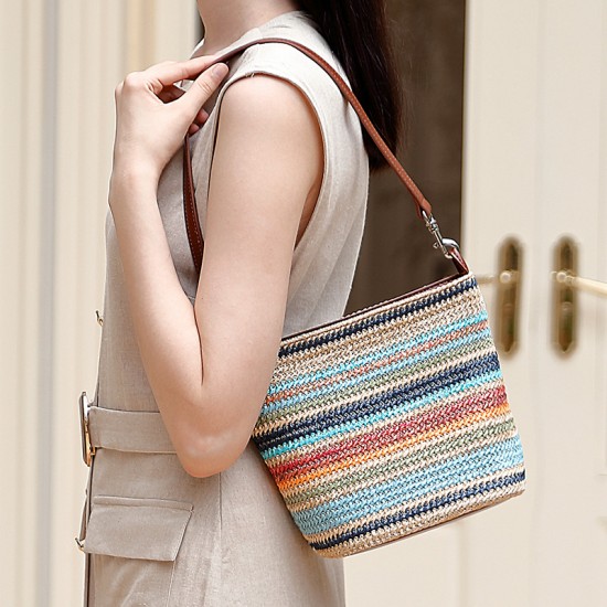 Women's Bag, a Trendy, Niche Bucket Bag, a Crossbody Handbag, a High-End Niche Woven Shoulder Bag