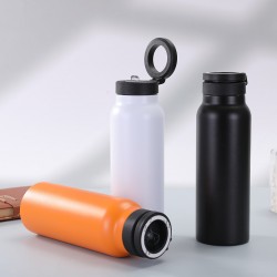 Cross-border magnetic stainless steel thermos, outdoor cycling portable sports water bottle, 24oz phone holder straw mug
