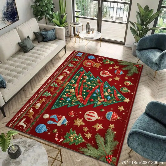 New Christmas printed living room carpet, European and American hotel/B&B terrace outdoor mat, home bedroom bedside rug