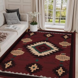 Cross-border retro ethnic-style crystal velvet printed carpet for living room, stain-resistant and skin-friendly, sofa blanket for balcony decoration