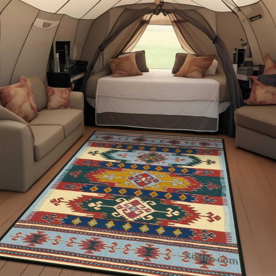 Cross-border vintage ethnic decorative carpet, stain-resistant and easy-care sofa blanket, living room wall-to-wall non-slip mat