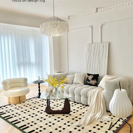 Wabi-sabi style living room rug, imitation cashmere non-slip carpet, luxurious large-area, full-coverage home bedroom bedside rug