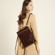 2025 new genuine leather women's backpack, British preppy-style schoolbag, retro computer backpack for college students, simple cowhide backpack