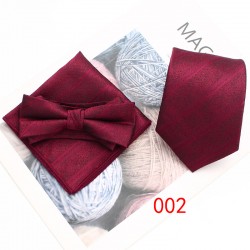 Business formal wear, three-piece tie, pocket scarf, and bow tie set Men's three-piece suit, striped scarf, tie, and bow tie set.