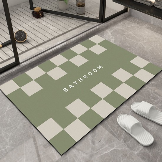 Checkerboard pattern bathroom soft diatom mud absorbent floor mats, non-slip quick-drying doormats for bathroom and toilet entrances Checkerboard pattern bathroom soft diatom mud absorbent floor mats, non-slip quick-drying doormats for bathroom and toilet entrances