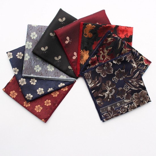 2025 Spring/Summer new jacquard yarn-dyed polyester silk small square handkerchiefs for men, fashionable suit pocket squares.