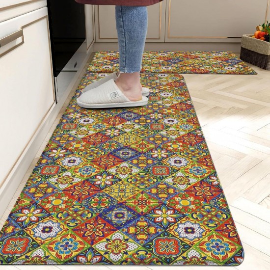 Amazon cross-border creative abstract pattern floor mats. Non-slip, oil-absorbent, and easy-care kitchen floor mat set