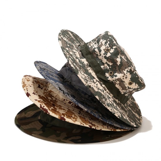 Best-selling outdoor jungle camouflage bucket hat, solid-color round-brimmed casual hiking and fishing sun hat, bonnies.