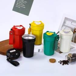Cross-border 316 stainless steel octagonal coffee cup with handle, household vacuum double-layer insulated tumbler, outdoor car travel tumbler