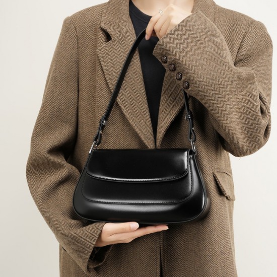 2025 Spring/Summer New Fashion Women's Bags, Genuine Leather Crossbody Bags, Luxury, Fashionable, Versatile Single-Shoulder Underarm Saddle Bag