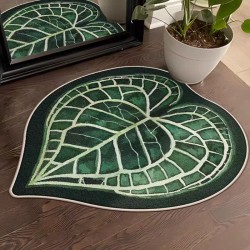 Cross-border TEMU cross-border leaf print floor mat for home bedroom decoration, dirt-resistant, easy-care bedside rug, non-slip coffee table mat