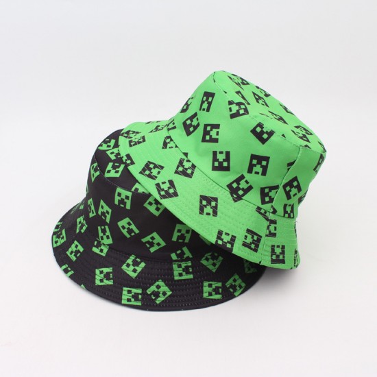 Foreign European and American cartoon crane bucket hat, canvas fabric, double-sided sun hat for students and couples.
