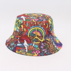 Foreign jewelry, position print, double-sided bucket hat, spring and summer outdoor sun protection and casual hat.