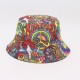 Foreign jewelry, position print, double-sided bucket hat, spring and summer outdoor sun protection and casual hat.