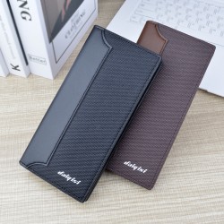 New wallet - men's long style wallet, vertical style fashionable patchwork contrasting color soft leather wallet, multi-card slot large capacity wallet for suit bag