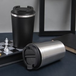 Stainless steel vacuum thermos with creative and stylish flip-top coffee cup, direct drinking outdoor portable cup, wholesale