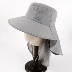 Spring/summer quick-drying fishing hat, outdoor hiking hat, outdoor wide-brimmed UV protection mask Shawl Hat