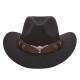 Cross-border Golog Tibetan hat, western cowboy hat, bull head accessory, felt hat, ethnic style curled brim jazz hat
