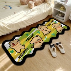 Cartoon striped puppy imitation cashmere non-slip bedside rug, bedroom wall-to-wall non-slip carpet, living room decorative rug, in stock