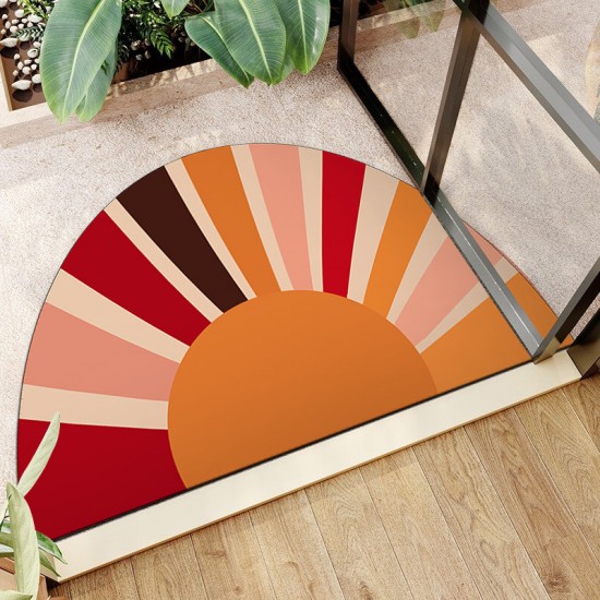 Cartoon rainbow semi-circular floor mats for home entrance doormats, stain-resistant, non-slip bathroom doormats