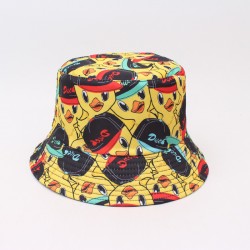 Cross-border reversible bucket hat with Japanese fruit print, spring/summer fresh style sun protection hat