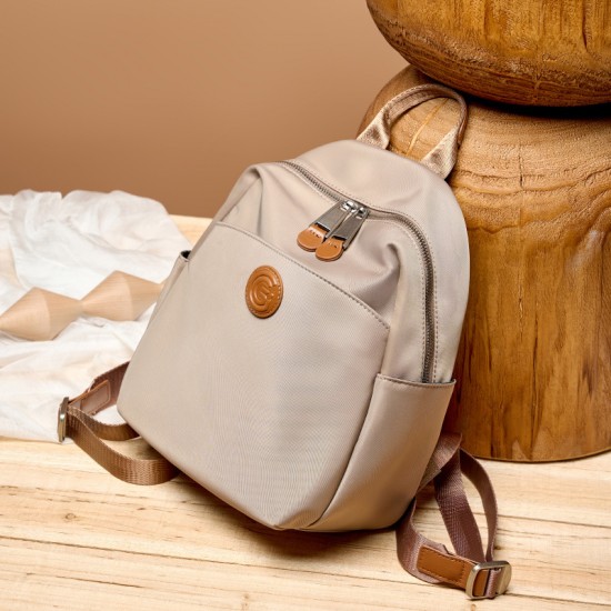 Oxford cloth and cowhide multi-compartment storage backpack, large capacity, splash-proof, versatile lightweight women's bag
