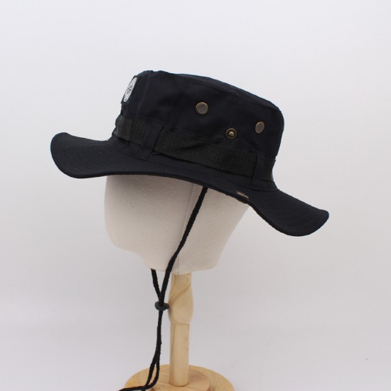 Western cowboy-style hiking bucket hat, outdoor mountaineering and fishing sun hat, trendy wide-brimmed bucket hat.