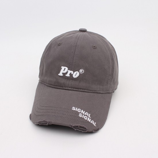 Women's trendy brand baseball cap with Pr Embroidered flattering cap for women, washed and ripped curved brim sun hat for men.