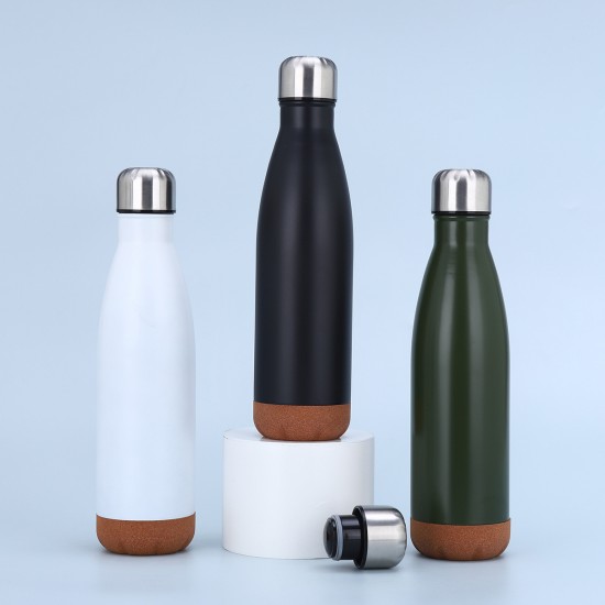 Foreign trade 304 stainless steel vacuum thermos with double-layer vacuum cork bottom, sealed and leak-proof cola bottle, portable sports water bottle