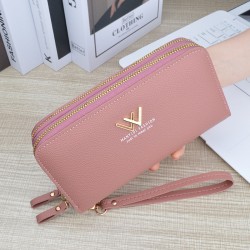 New style men's purse - short length, detachable zipper, multi-card slot, thin soft leather bag with horizontal print, minimalist small wallet