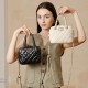 25 summer small Chanel diamond-patterned handbag Premium top-grain leather diamond-patterned chain bowling bag crossbody bag