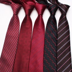 Polyester business suit ties, jacquard red series, 7cm ties, bulk, tie manufacturer, and wholesale.