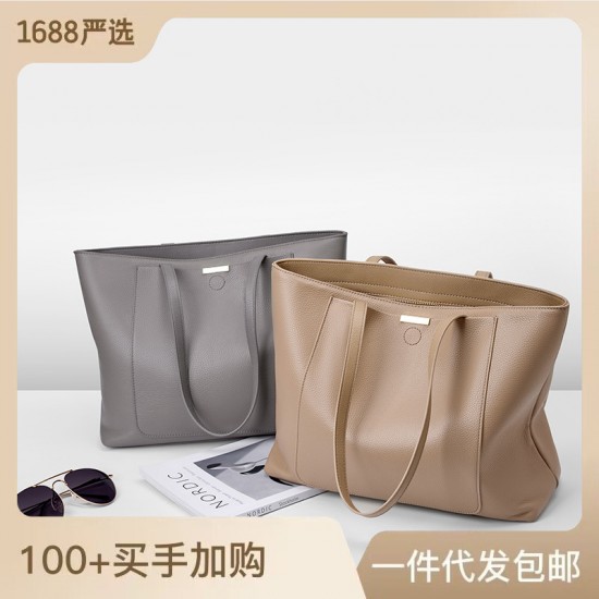High-end, large-capacity bags for women, 2025 new trendy commuter tote bags, versatile, single-shoulder, genuine leather.