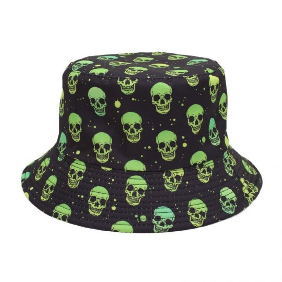 Overseas reversible bucket hat, skull pattern bucket hat, flower graffiti sun protection hat, foldable sun hat